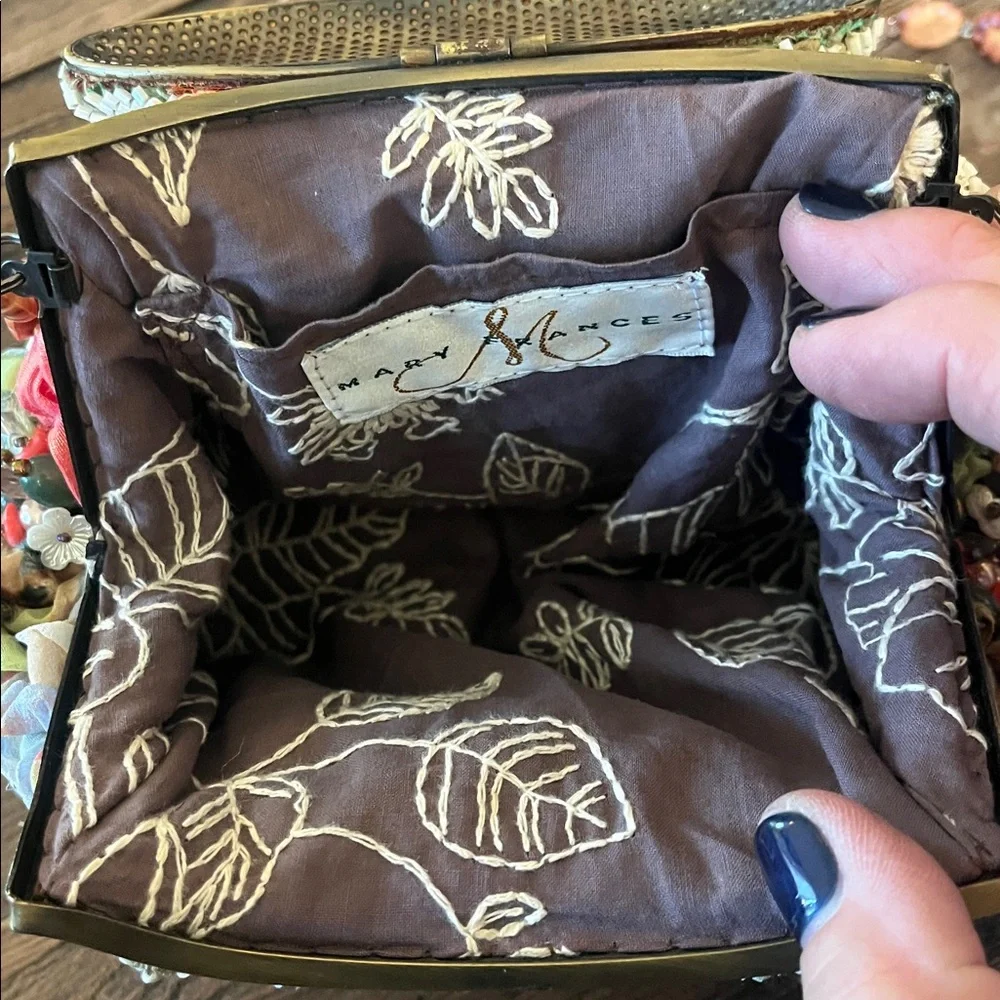 Vintage Mary Frances Floral Beaded Handbag with Beaded Strap - Picture 6 of 9